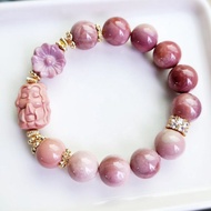 Foxy Pink Alashan Agate with Fox Fairy Alashan Agate Charm and Flower Alashan Agate Charm
