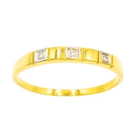 Happy Jewelry เพชรเรียง 3 เม็ด ตัดสลับกัน ทองแท้ 9k 37.5% เพชรเกสร ME612