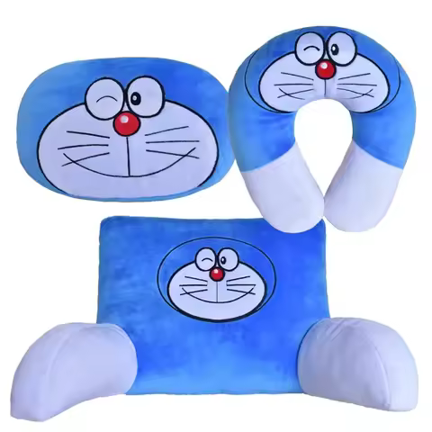 Cartoon Doraemon Kawaii Car Neck Protector Headrest Seat Waist Pillow Cute Anime Car Decor Accessori