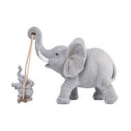 Elephant Statue Resin Elephant Mother And Child Figurine Swing Baby Elephant Sculpture for Home Offi