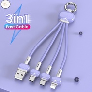 WF 3 in 1 Data Cable 5V 3.4A Keychain Fast Charging Line/ Micro USB Type-C Mobile Phone Charger Cord