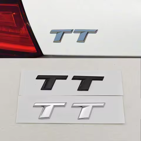 3D ABS Chrome Black TT Logo Letters Car Rear Trunk Emblem Badge Decal For Audi TT RS MK1 8N 8J MK3 M