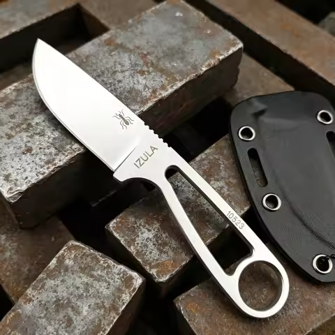 EDC Izula Fixed Knife – 8Cr13MoV Steel Blade, Kydex Sheath with Clip Plate – Perfect for Camping, Fi