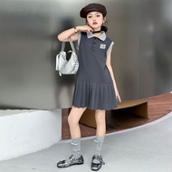 Lemon-tree 3-15Y girls' dresses in summer new children's jk pleated skirts Kids sleeveless vest skir