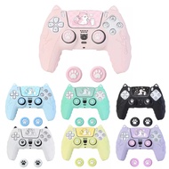 Lovely Cat Silicone Soft Protector Sticker Skin For Sony Playstation Dualsense 5 PS5 Controller Case