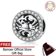 BAMOER Charm Cung Hoàng Đạo Cung Cự Giải Cho Vòng Tay Bạc Nguyên Bản 925 Hạt Bằng Bạc Ý Quà Tặng Sin