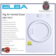 ELBA EBD 750 V 7kg Front Load Air Vented Dryer (White) | 2 Ticks | FREE 12" Table Fan