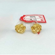 Anting emas 24k bunga mawar mekar