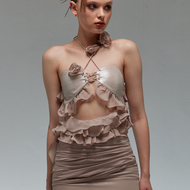 Floral Ruffle Tie-Strap Top