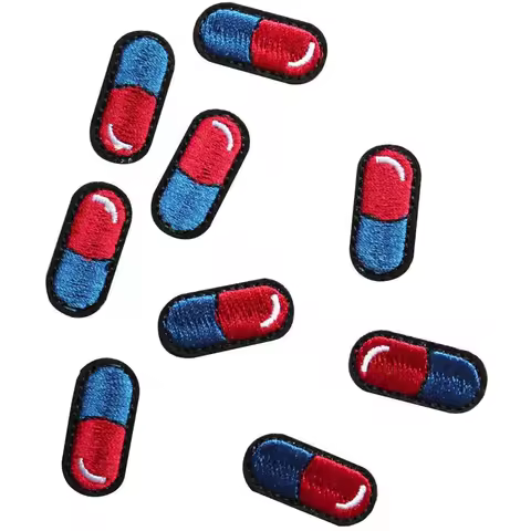 10Pcs Sew or Iron on Patches - Pills Patch for Backpacks, Schoolbag, Clothing Size: 1.18x0.59 inch