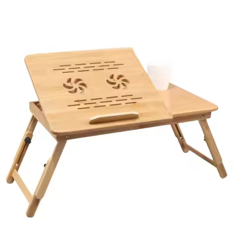 Bamboo Desk With Cooling Fan Adjustable Angles Bed Laptop Table With Cooling Fan Laptop Bed Desk Fol