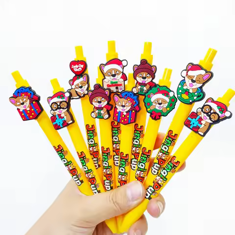 13pcs/26pcs Christmas corgi shape theme ball pen student writing gift pen daily office learning stat