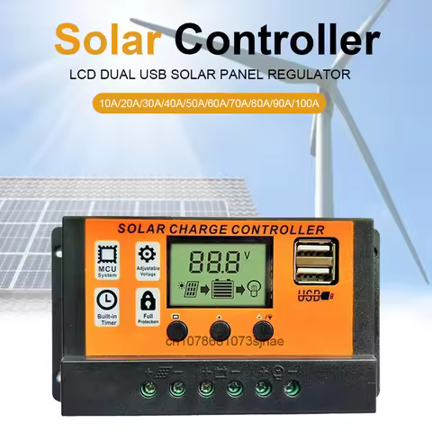 Solar Charge and Discharge Controller 10~100A MPPT Solar Charge Controller 12V/24V Solar Panel Batte