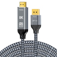สาย DisplayPort to HDMI 8K 60Hz 4K 122Hz 2K 144Hz DP1.4 แหล่งไปยัง HDMI 2.1 จอแสดงผล Uni-Directional