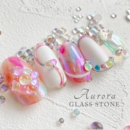 Nail Mermaid Beads Iridescent Aurora Rhinestones Candy Color Crystal Half Round Beads Mixed Macaron