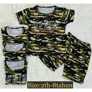 Set Baju Kanak-Kanak Lelaki DENIM 1-8y (Top+Bottom) Set Baju Corak Askar Tshirt Budak Lelaki