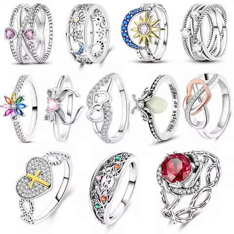 925 Silver Original Ring For Woman Firefly Moon Wedding Anniversary Gift Fashion Jewelry