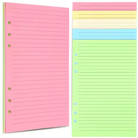 50 Pcs Binder Mini Refills Dotted A5 6 Holes Paper Planner Note Book Filler Notebook