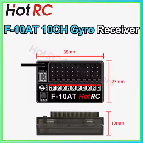 1/2/4PCS HotRC F-10AT 10CH Gyro Receiver 2.4G PWM Voltage Return 4-9V for DS800 CT-6A HT-10A DS600 T