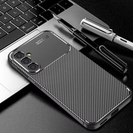 Matte Carbon Fiber Phone Case For Samsung Galaxy S24 FE 2024 Case Shockproof Soft Silicone Frame Pro