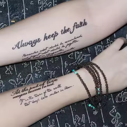 English Letter Tattoo Sticker, Waterproof Personalized 3D Flower Arm Tattoo Sticker, Fashionable Tem