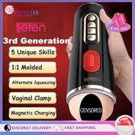 SG Seller Leten Realistic Vagina Male Masturbator Cup Airbag Clamping Suck 10 Mode Vibration Moaning Sex Toys Men Adult