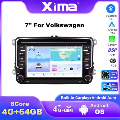 XIMA 7" 8Core Android Auto CarPlay Car Radio Stereo for VW Golf 5 6 Passat B6 B7 Polo Touran Tiguan 