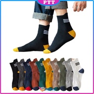 Kaos Kaki Panjang Unisex 6931 Kaos Kaki Sport Pria Wanita Socks Korean Fashion Motif Garis 3 Warna-W