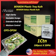 OPS-OP3H Benxon Disposable Plastic Tray Kuih (1Ctn) Bekas Kuih Bekas Sushi 100pcs X 20pkt