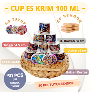 Motif karakter lucu Cup Ice Cream | Gelas Es Krim Plastik 100 ml  | isi 50 pc Lengkap