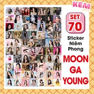SET of 70 MOON GA YOUNG sealed stickers - Cut out - 4x4cm stickers with cute Mun Ka Young image, jus