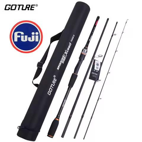 Goture Xceed 4 Section Spinning Casting FUJI Fishing Rod 6Ft-10Ft 5-39g Carbon Fiber MH M Portable L