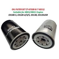 EXCAVATOR HITACHI EX100-5 EX120-2/3/5 EX130 EX135USR OIL FILTER SET (T-6732B & T-8211) 4BG1 ENGINE