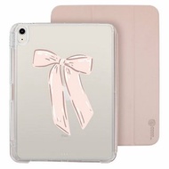 可愛粉紅蝴蝶結 iPad Air Pro 可拆式防摔透明 實色摺套