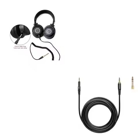 Headset Cable for ATH M50X M40X Earphone Cable with 3.5mm to 6.5mm Adapter