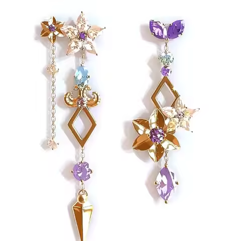 Anime Game Genshin Impact Zhongli Keqing Mona Cosplay Props Earrings Eardrop Fashion Vintage Jewelry
