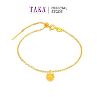 TAKA Jewellery 999 Pure Gold Bell Cat Charm with Silver Bracelet