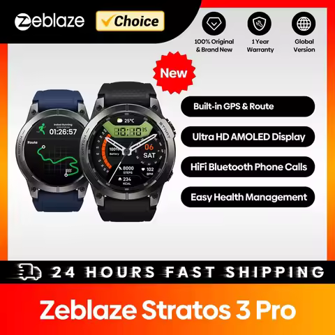 Zeblaze Stratos 3 PRO GPS Smart Watch 1.43" AMOLED Display Bluetooth Phone Calls Health Monitor Smar