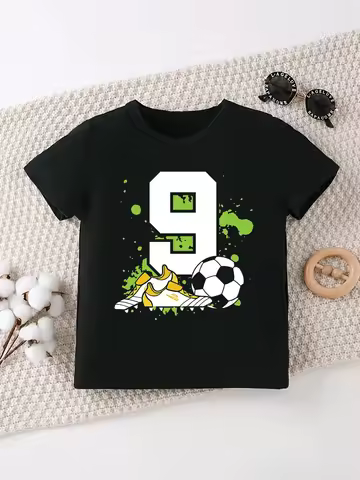 New 7th/8th/9th Birthday Boy Soccer Printed T Shirt Boys Football Theme T-Shirt The Best Birthday Gi