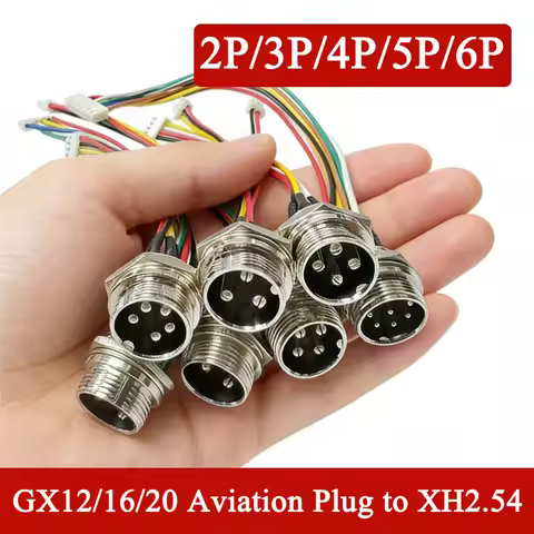 2Pin GX12 GX16 GX20 to XH2.54 Terminal Wire M12 Aviation Plug 3/4/5/6Pin Male Adapter Cable Connecto