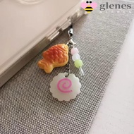 GLENES Fish Cake Keychain, Pink Squid Roll Japanese Food Taiyaki Pendant, Phone Lanyard Kawaii Bag K