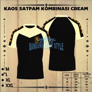 kaos satpam terbaru cream.kaos security cream /kaos satpam putih / kaos kerah tinggi satpam cream