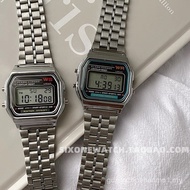 New Small Square Electronic Watch Men's Trendy Retro Steel Band Strap Iron Chain Square Watch Niche 