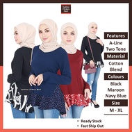 FC Mart Muslimah Blouse / Baju Blause Wanita / Women Casual Blouse / Long Sleeves Top / Baju Perempuan Lengan Panjang