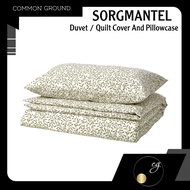 IKEA SORGMANTEL Duvet / Quilt Cover and Pillowcase, White/green