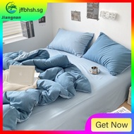 [48H Shipping]16 Colors Cream Blue Bedding Set Soft Fitted BedSheet single/queen/king size bedsheet Quilt Cover Pillow Cases