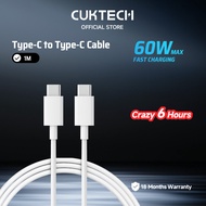 CUKTECH 60W 3A Type-C to Type-C Fast Charging Cable for iP16/15 Macbook Xiaomi Samsung Realme Oppo V