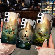 Samsung A14 4G / A14 5G / A24 / A34 5G / A54 5G Case Tempered glass shaped like Bodhi leaf, lotus, p