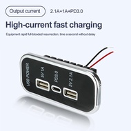 12/24V Car Charger PD Type-C 2.1A 1A Dual USB Socket for Motorcycle Auto Truck ATV Boat RV Bus Power