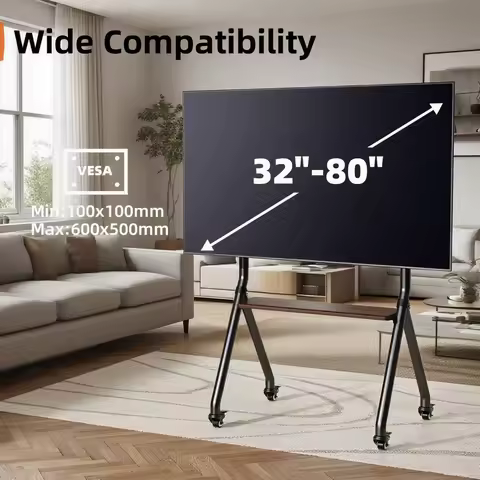 Mobile TV Cart Rolling TV Stand with Wheels,Shelf Height Adjustable Portable Floor TV Stand for 32-6